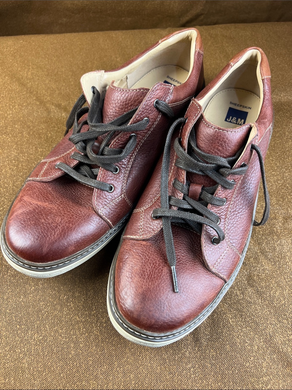 Johnston & Murphy Burgundy Leather Lace-Up Oxfords